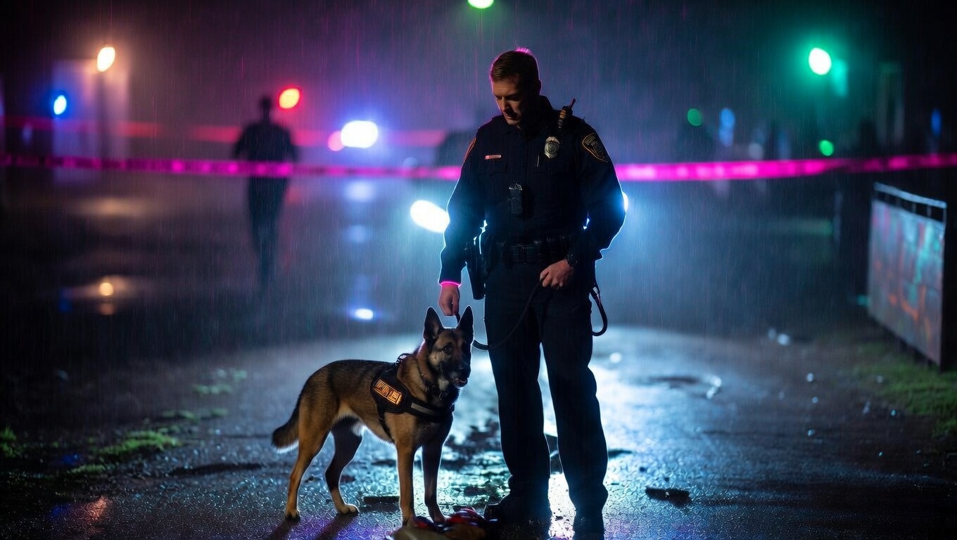 K9 handler at night